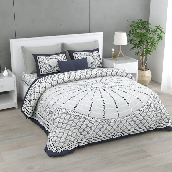 White_Cotton_Majestic_Mandala_Luxe_Double_Bedsheet_With_Pillow_Cover_100_X_108_Cm
